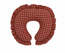 Load image into Gallery viewer, Red Beige Gingham Ruffle Nursing Pillow Cover