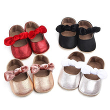 Load image into Gallery viewer, Baby Shoes Infant Girl First Walkers Bowknot Soft Rubber Sole Newborn Pre Walkers Shine Stylish Shoes