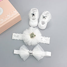 Load image into Gallery viewer, Flower Baby Girl Headband Socks Set Shoes With Crown Bows Newborn Headbands For Girls Turban Baby Hair Accessories