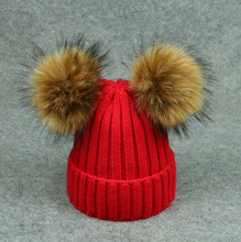 Load image into Gallery viewer, Modern Trend Children's Winter Toddler Baby Kids hat Cap With Two Double Pompom Ears Funny Hat