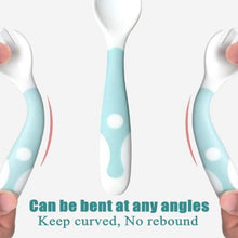 Load image into Gallery viewer, 2Pcs Bendable Baby Spoon Fork Set Toddler Infant Learning Tableware Flatware Utensils Kids Cutlery With Storage Box