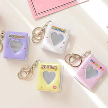 Load image into Gallery viewer, 16 Photos Card Holder 1 Inches Card Bag Photo Album Keychain Hollow Love Photo Holder Key Rings Holds Memory Album DIY Memorable Gifts For Loved Ones