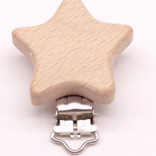Load image into Gallery viewer, Modern Wood Naural Nipple Chain Accessories BPA Free Cute Modelling Beech Pacifier Clip Small Elephant Heart-shaped Holder for Pacifier