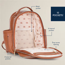 Load image into Gallery viewer, Cognac Itzy Mini Plus Diaper Bag Backpack