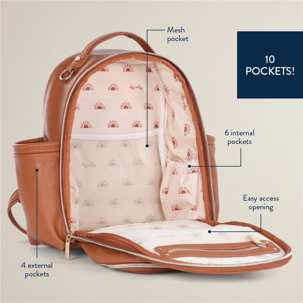 Itzy Ritzy Mini Diaper Bag Cognac Cognac Itzy Mini Plus Diaper Bag