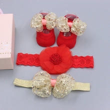 Load image into Gallery viewer, Flower Baby Girl Headband Socks Set Shoes With Crown Bows Newborn Headbands For Girls Turban Baby Hair Accessories