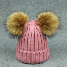 Load image into Gallery viewer, Modern Trend Children's Winter Toddler Baby Kids hat Cap With Two Double Pompom Ears Funny Hat