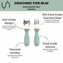 Load image into Gallery viewer, Stainless Steel Self Feeding Utensil Set of 4 (Tofu & Pearl Blush)