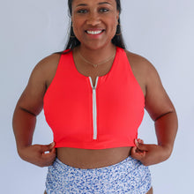 Load image into Gallery viewer, Crop Zip Up Breastfeeding Swimsuit Top 2026