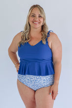 Load image into Gallery viewer, Tie Shoulder Breastfeeding Peplum Tankini Swimsuit Top 2026