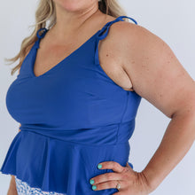 Load image into Gallery viewer, Tie Shoulder Breastfeeding Peplum Tankini Swimsuit Top 2026