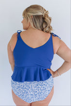 Load image into Gallery viewer, Tie Shoulder Breastfeeding Peplum Tankini Swimsuit Top 2026