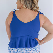 Load image into Gallery viewer, Tie Shoulder Breastfeeding Peplum Tankini Swimsuit Top 2026