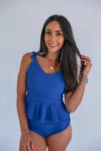 Load image into Gallery viewer, Tie Shoulder Breastfeeding Peplum Tankini Swimsuit Top 2026