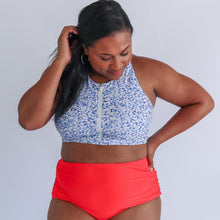 Load image into Gallery viewer, Crop Zip Up Breastfeeding Swimsuit Top 2026