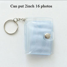 Load image into Gallery viewer, 2 Inch Photo Album PVC Sequins Transparent Sticker & Name Card Holder 16 Pockets Photo Holder Business Card Bag Mini Photo Holds Photos with Key Chain Album Gifts
