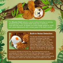 Load image into Gallery viewer, Shusher Sloth + 6-Pack Shushie™ Pacifiers – Soothing Bundle with Cuddly Cry Detection