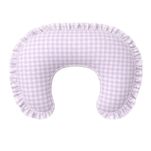 Load image into Gallery viewer, Purple Gingham Ruffle Nursing Pillow Cover