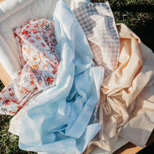 Load image into Gallery viewer, Light Blue Checkered Blanket