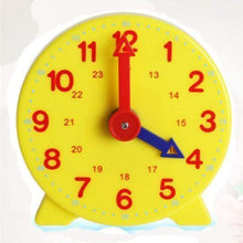 Load image into Gallery viewer, Montessori Student Learning Clock Time Teacher Gear Clock 4 Inch 12/24 Hour Plastic Mini Geared Clock, Learning Clock Classroom Kit, Clock for Kids Learning to Tell Time, Yellow Practice Clock for Kids, Teaching Clock, School Supplies