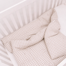 Load image into Gallery viewer, Beige Gingham Crib Quilted Blanket