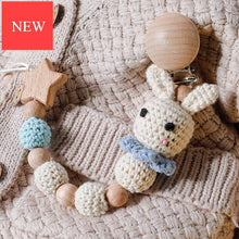 Load image into Gallery viewer, Modern Handmade Pacifier Chain Baby Teething Chains Crochet Rabbit Panda Beads Wooden Clips Wood Tiny Rod For Kids