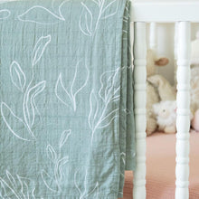 Load image into Gallery viewer, Organic Bamboo Cotton Muslin Swaddle Blanket in Natural Oasis Willow