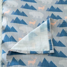 Load image into Gallery viewer, Organic Bamboo Cotton Muslin Swaddle Blanket in Rustic Retreat