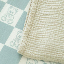 Load image into Gallery viewer, Organic Bamboo Cotton Muslin Swaddle Blanket in Checkered Bears