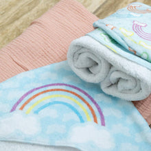 Load image into Gallery viewer, Rainbow Hooded Baby Towel