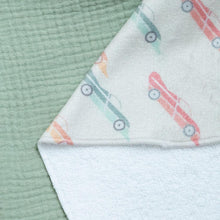 Load image into Gallery viewer, Zoomies Race Car Hooded Baby Towel