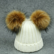 Load image into Gallery viewer, Modern Trend Children's Winter Toddler Baby Kids hat Cap With Two Double Pompom Ears Funny Hat