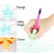 Load image into Gallery viewer, 3Pcs/Set Soft Silica Pencil Grasp Two-Finger Gel Pen Grips Children Writing Training Correction Tool Pens Holding for Kids Gifts Children's School Supplies Triangular Correction Children's Writing Tool