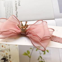 Load image into Gallery viewer, Luxury Modern Pearl Handmade Baby Girls Bowknot Crown Headband Lace Elastic Hair Band Bow For Girls Baby