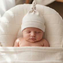 Load image into Gallery viewer, Cream Waffle Knit Newborn Baby Knot Hat