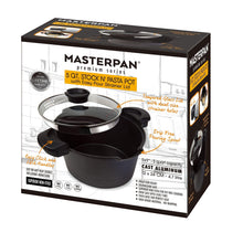 Load image into Gallery viewer, MASTERPAN Nonstick Stock & Pasta Pot With Glass Lid Strainer, 5 QT., 9" (23cm)