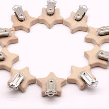 Load image into Gallery viewer, Modern Wood Naural Nipple Chain Accessories BPA Free Cute Modelling Beech Pacifier Clip Small Elephant Heart-shaped Holder for Pacifier