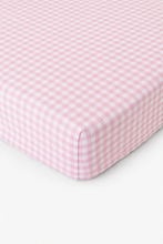 Load image into Gallery viewer, Rosey Pink Gingham Crib Sheet