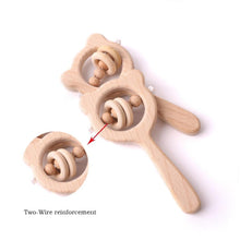Load image into Gallery viewer, Modern Wooden Rattle Beech Bear Hand Teething Wooden Ring Baby Rattles Play Educational Toys For Kids