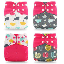 Load image into Gallery viewer, 4PCS/SET Washable Eco-friendly Diaper Ecological Adjustable Nappy Reusable Cloth Diapers Set For Baby and Kids