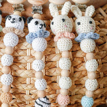 Load image into Gallery viewer, Modern Handmade Pacifier Chain Baby Teething Chains Crochet Rabbit Panda Beads Wooden Clips Wood Tiny Rod For Kids