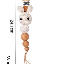 Load image into Gallery viewer, Modern Handmade Pacifier Chain Baby Teething Chains Crochet Rabbit Panda Beads Wooden Clips Wood Tiny Rod For Kids