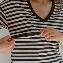 Load image into Gallery viewer, FINAL SALE V-Neck Full Zip Breastfeeding Tee - Gray