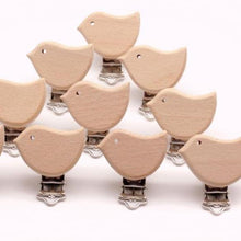 Load image into Gallery viewer, Modern Wood Naural Nipple Chain Accessories BPA Free Cute Modelling Beech Pacifier Clip Small Elephant Heart-shaped Holder for Pacifier