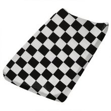 Load image into Gallery viewer, Black Race Checkered Changing Pad Cover