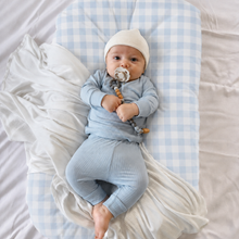 Load image into Gallery viewer, Blue Checkered Ruffle Baby Lounger Cover
