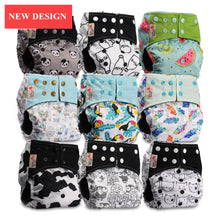 Load image into Gallery viewer, Modern 9/6PCS Set Bamboo Charcoal Washable Real Cloth Pocket NappiesFor Baby Boys and Girls Diaper Set In Modern Design