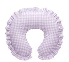 Load image into Gallery viewer, Purple Gingham Ruffle Nursing Pillow Cover