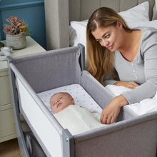 Load image into Gallery viewer, Shnuggle Air Lite Bedside Bassinet | Infant Crib | Height Adjustable Baby Bed with Mattress + 1 Waterproof + 2 White Sheets