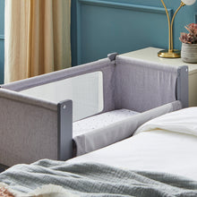 Load image into Gallery viewer, Shnuggle Air Lite Bedside Bassinet | Infant Crib | Height Adjustable Baby Bed with Mattress + 1 Waterproof + 2 White Sheets